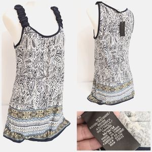 NWT Dark Blue Boho Stretch Camisole Print Sz M